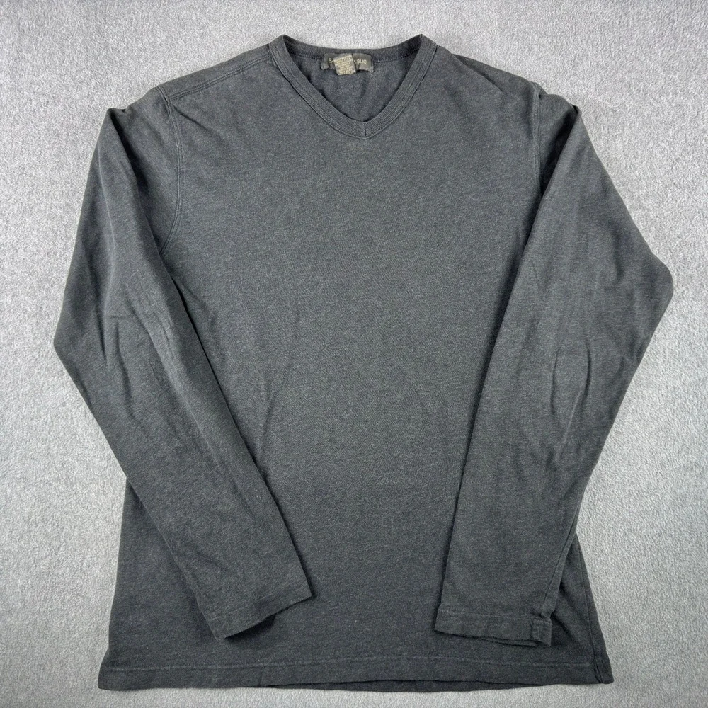Vintage Banana Republic Cotton V-Neck Pullover Shirt Mens L Gray USA